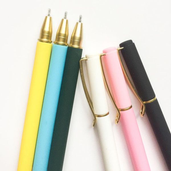 

gel pens 1x classic colorful metal business clip style pen writing school office supply student stationery 0.5mm black ink