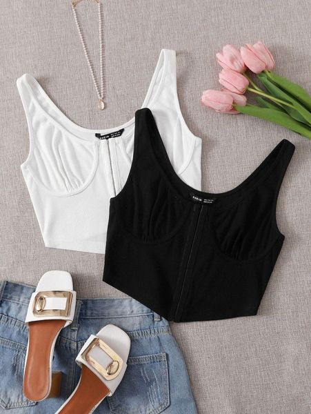 

2 pack bustier tank d9ey#, White