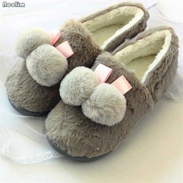 

slippers fashion winter indoor cartoon warm home shoes women thick bottom waterproof non-slip plush pink gray hairball, Black