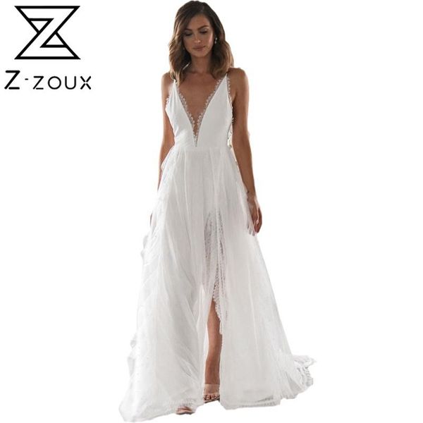 

women dress deep v neck backless spaghetti strap bohemia large hem split maxi es plus size summer es 210513, Black;gray