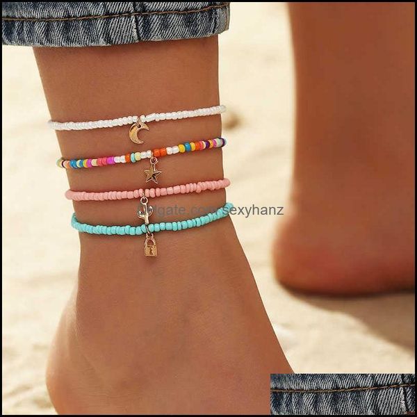 

colorf beads anklets for women party adjustable bracelet on leg foot summer beach jewelry gifts g1022 drop delivery 2021 p0s8a, Red;blue