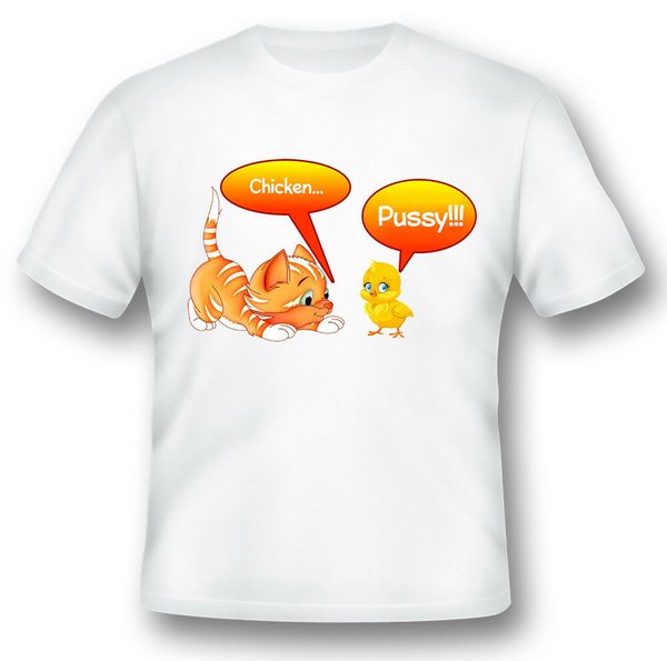 

chicken p@ssy humor funny black or white tee, White;black