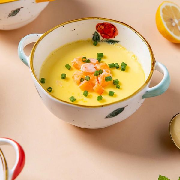 

bowls korean kids cute handle bowl ceramic soup salad mixing decorative serving baking utensilios para casa tableware ea60w