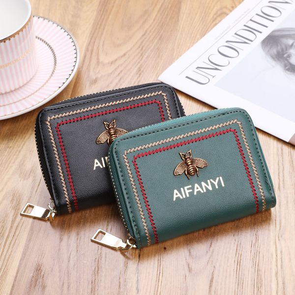 

anti theft brush anti degaussing real cow leather bag women's zipper organ small multi position large capacity zero wallet card case, Red;black