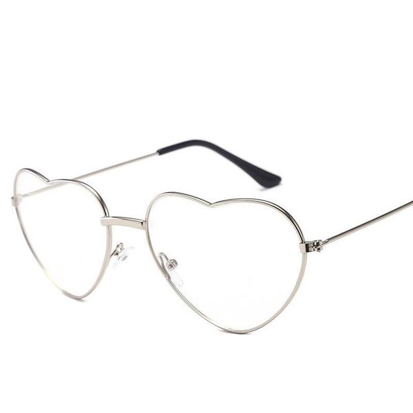 

fashionable and versatile decorative heart-shaped glasses frame black silver gold retro metal flat lens fashion sunglasses frames