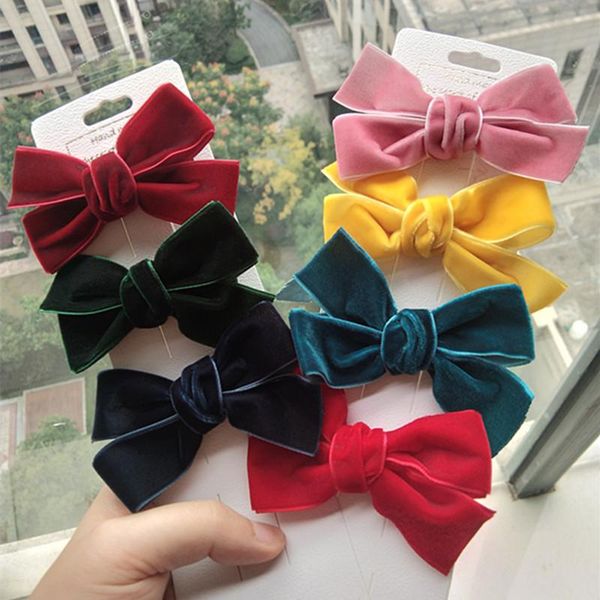 

hair accessories 3pcs velvet bow clip girls tie hairpins korean prom fashion, Slivery;white