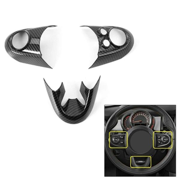 

steering wheel covers 3pcs/set carbon fiber style frame cover trim for mini cooper f55 f56 2021-2021 car interior decorative accessories