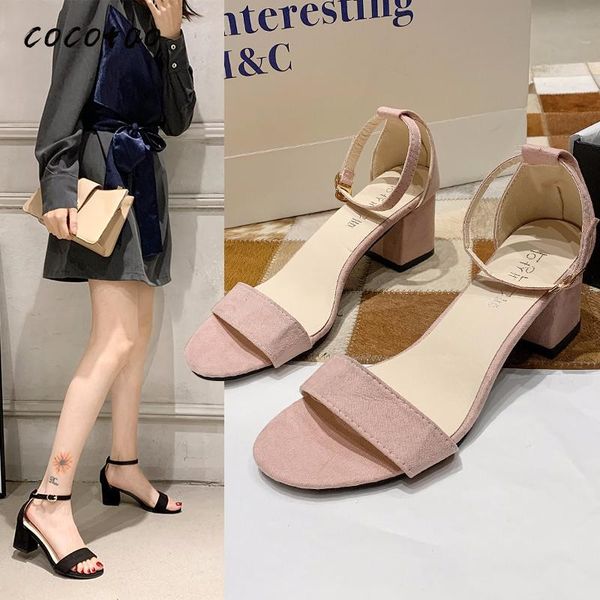 

sandals women 2021 spring and summer wild fashion rome thick with fairy style buckle strap high heel large size women's shoe, Black