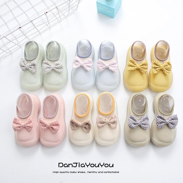 

toddler socks shoes for boys and girls babies spring children's cute bowknot breathable rubber soft bottom baby first walkers