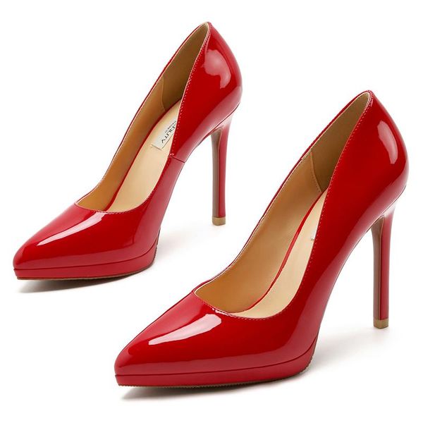 

dress shoes women night club prom pumps spring autumn high heels platforms woman pointed toe quality party f0002, Black