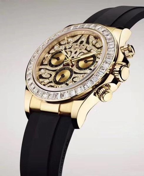 

wristwatches men watch automatic mechanical watches stainless steel black silver rubber rose gold sapphire full diamonds, Slivery;brown