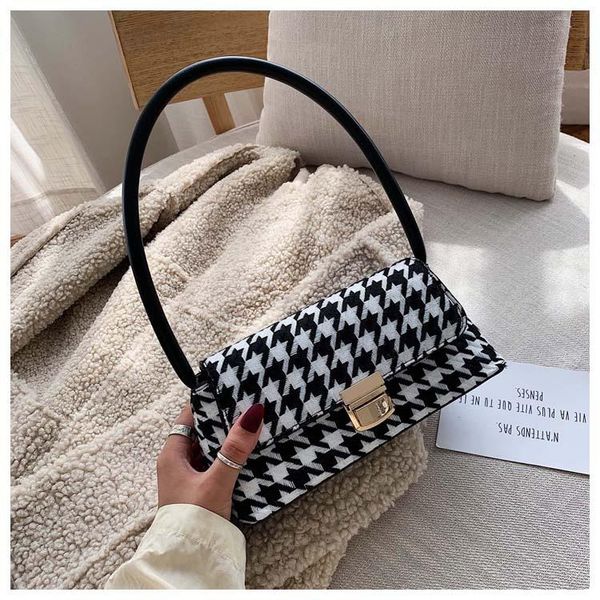 

evening bags retro striped plaid crossbody bag underarm baguette for woman 2021 ladies chain shoulder female handbag and purse #30