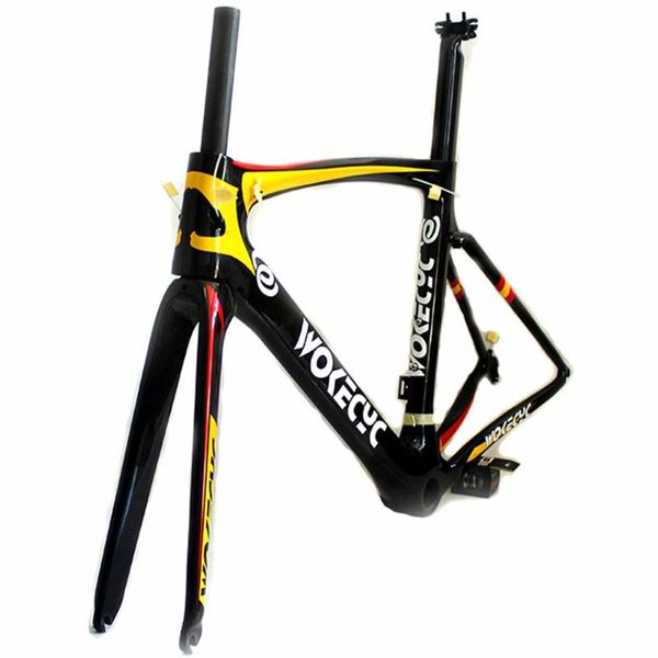 

bike frames carbon road racing bicycle frame cycling fiber frameset bb pf30 red yellow spanish flag glossy
