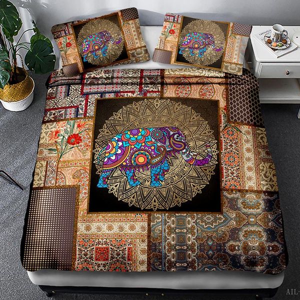 

bedding suit, elephant national style mosaic 3pcs  custom designer luxury duvet cover sets