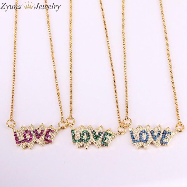 

pendant necklaces 5pcs zyz334-5933 gold color love cz pave necklace, charm jewelry, Silver