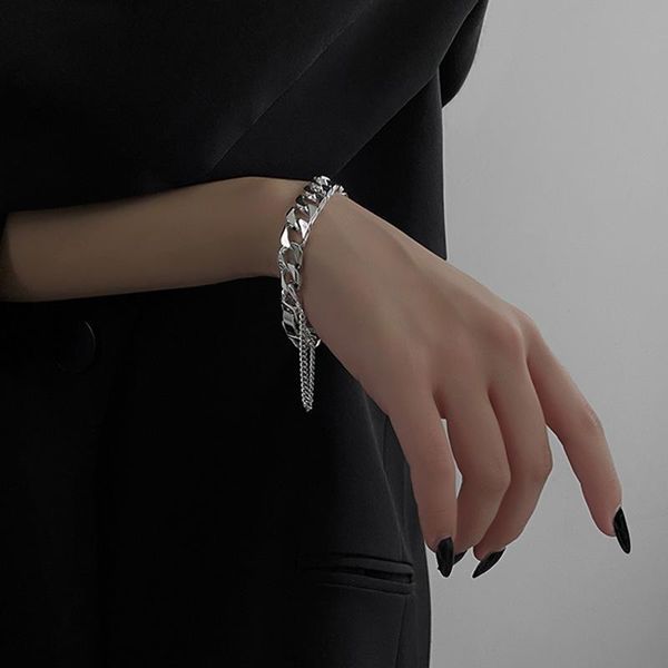 

bangle tb-4 european and american metal chain bracelet men women cold wind niche design punk personality couple, Black