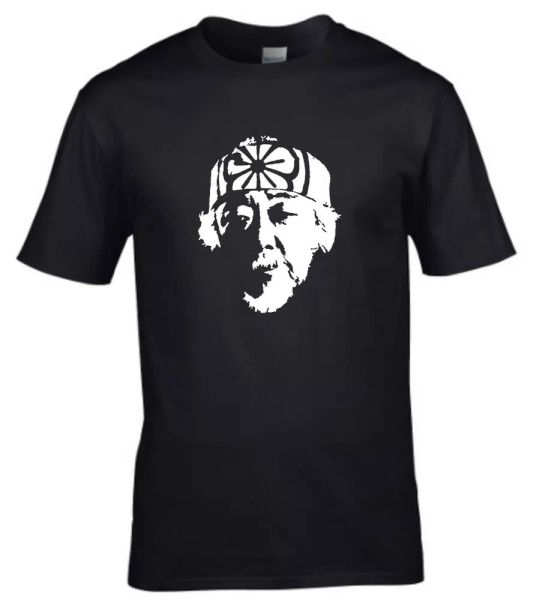 

mr miyagi karate kid 80s cult movie t-shirt, White;black