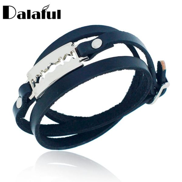 

charm bracelets genuine leather metal razorblade unique cuff multilayercool punk gothic rock bangle bracelet men's women's s269, Golden;silver