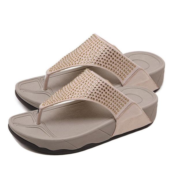 

slippers eagsity comfort platform wedges slipper flip flop shoes crystal bohemia flip-flops slides casual beach lady party, Black