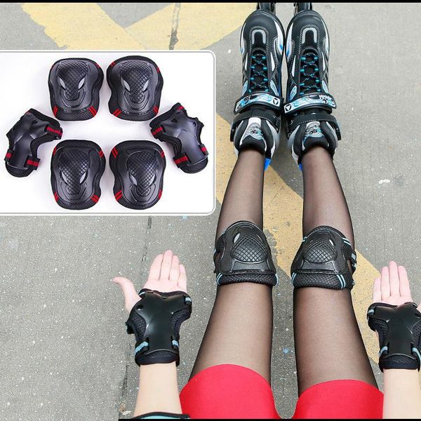 

elbow & knee pads 6 pcs/set skating protective gear set bicycle skateboard ice skate roller protector for kids gift s\m, Black;gray
