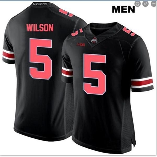 

2019 new 009 ohio state garrett wilson #5 real full embroidery college jersey size s-5xl or custom any name or number jersey, Black