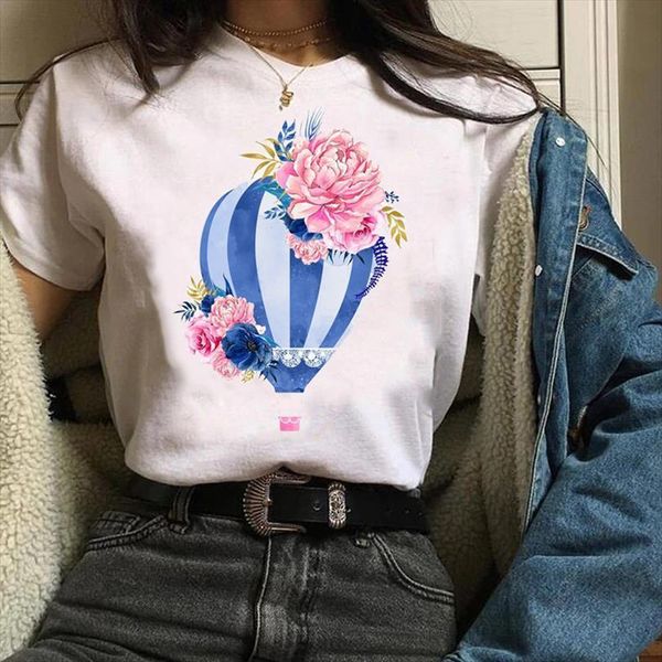 

men clothes lady graphic mens t shirt balloon mujer camisetas valentine love floral print tees female, White;black