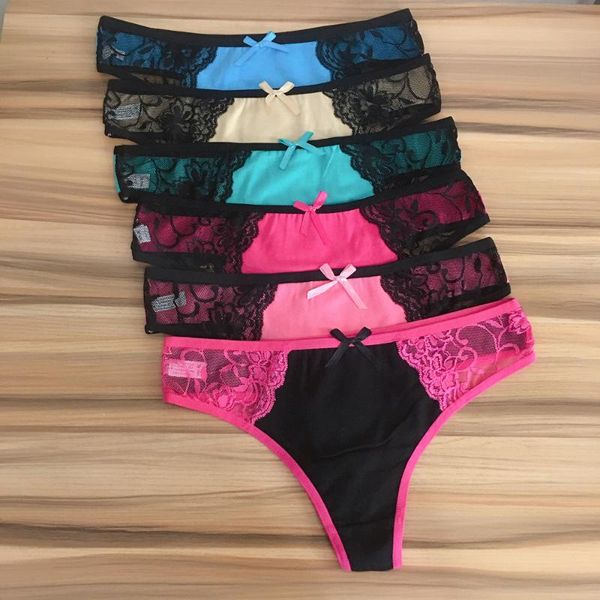 

women's panties female underpants women underwear cotton lace woman g-strings thongs tangas mujer lingerie femme low waist pack 10, Black;pink
