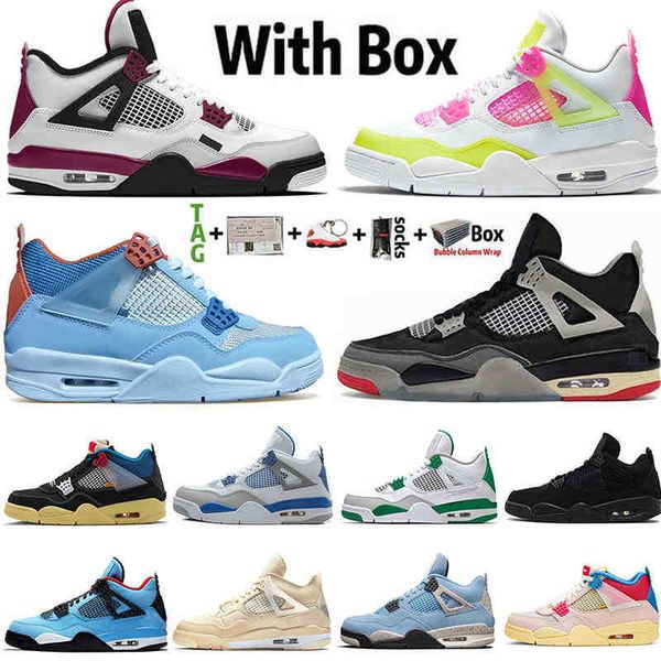 

2021 with box high og 4 4s mens basketball shoes paris university blue union analyzes sail black cat raptors white x bred women