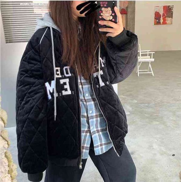 

women's fur & faux retro grosso falso de duas peÃ§as com capuz jaqueta algodÃ£o feminino inverno versÃ£o coreana do selvagem bf pÃ£o e9po, Black