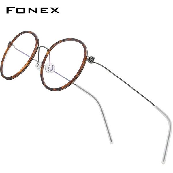 

titanium glasses frame men round myopia optical frames women prescription eyeglasses 2021 korean screwless eyewear 7512 fashion sunglasses, Black