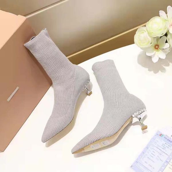 

luxury women boots microfiber leather thick heel high heels autumn and winter side zipper pointed party shoes brand design ladies boot with, Black