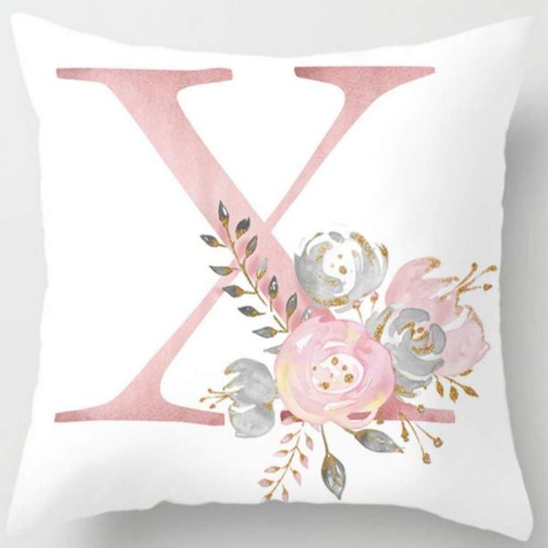 

cushion/decorative pillow english alphabet cushion cover pink flower printed for sofa home livingroom kid room car decoration pillowcase