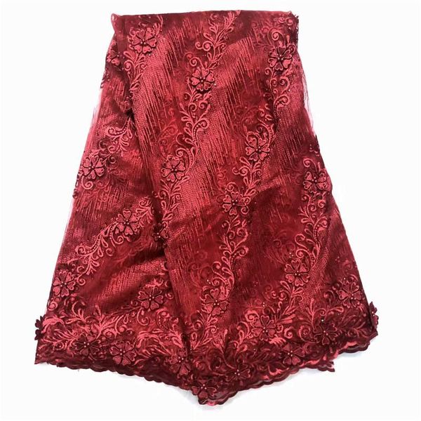 

ribbon red african lace fabric 2021 embroidered french mesh stones nigerian swiss fabrics for dress, Pink;blue