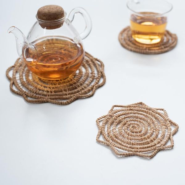 

mats & pads placemat traditional handmade rattan sun flower potholder