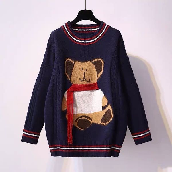 

women's sweaters saleqi women's long sweatshirt and pullover, jacket embroidered with cartoon bear, korean fashion, thin, fluffy w, White;black