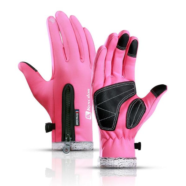 

kyncilor touch screen gloves for men and women, winter cycling, warm sports, water repellent mountain road cycling, Black