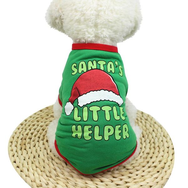 

dog apparel christmas clothing pet clothes hat printed t shirt puppy costume soft for small dogs