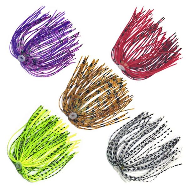 

fishing hooks 5 pcs jig hook fishhooks skirt silicone skirts rubber baits lure