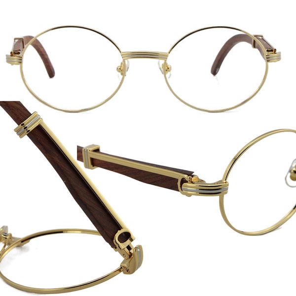 Sonnenbrillen Großhandel Holz Brillengestelle Runde Metall Brillen Brillen weiblich Frauen Silber Gold Rahmen C Dekoration Brillen