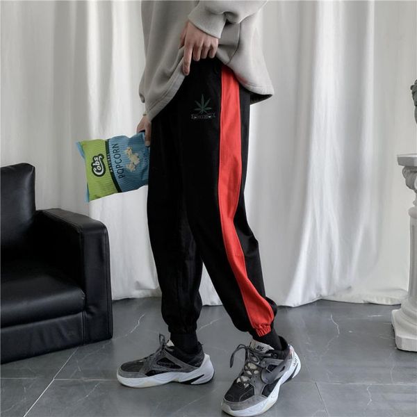 

men's pants 2021 summer sports boys korean version trend loose hong kong style nine straight leg, Black