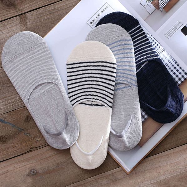 

japanese summer shallow stripe invisible ship socks combed breathable sweat absorbing, Black;white