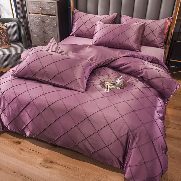 

bedding sets pure purple comforter king size duvet cover  bed sheets set with
