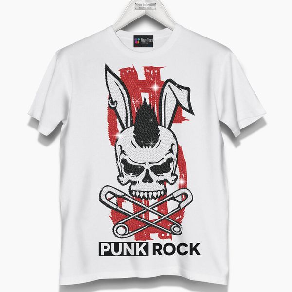 

Men's Embellished Punk Rock T-Shirt (Brand New) usually Â£99.99, White;black