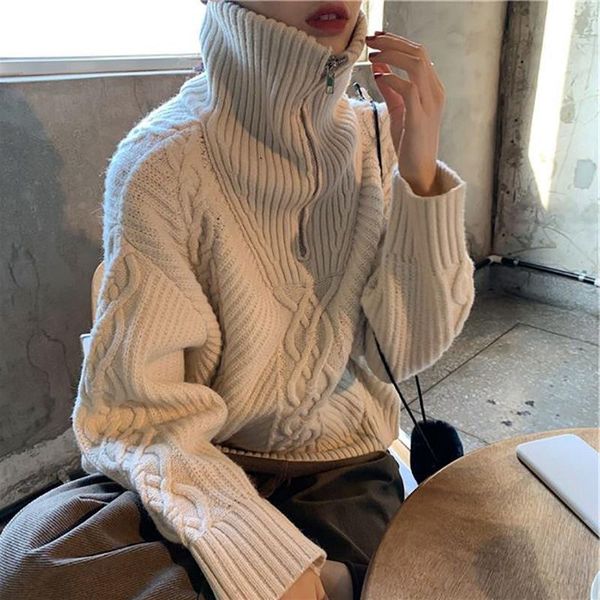 

women's sweaters sweater women knitted turtleneck autumn winter 2021 ladies korean female long sleeve jumper warm cloths, White;black