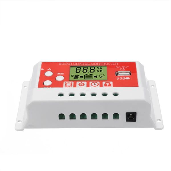 

10/20/30a 12v/24v auto solar controller lcd display pwm panel charge - 10a