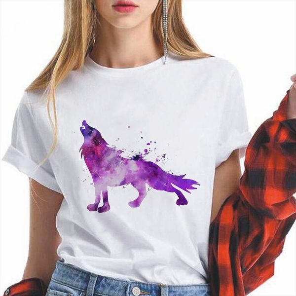 

animal series and women fashion mens t shirts sweatshirt style clothing purple wolf graphic streetwear female, White;black