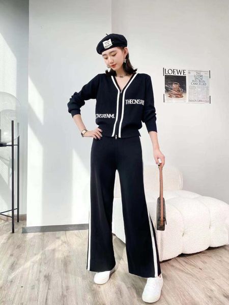 

women's two piece pants st001 sweater set, White