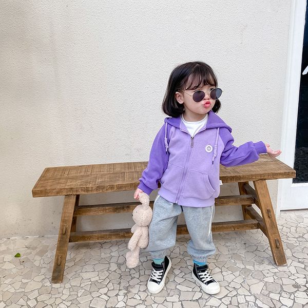 

autumn kids casual patchwork hooded jackets boys girls cotton sports coats 210508, Blue;gray