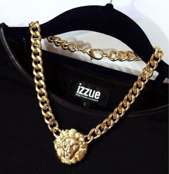 

chains fashion hip hop lion animal pendant necklace long metal sweater chain for men women jewelry gifts, Silver