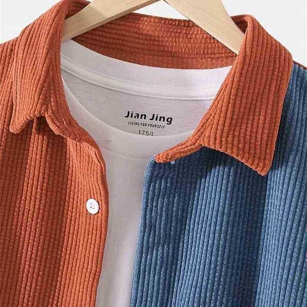 

autumn and winter 2020 contrast lapel corduroy jacket men's wear, Black;brown